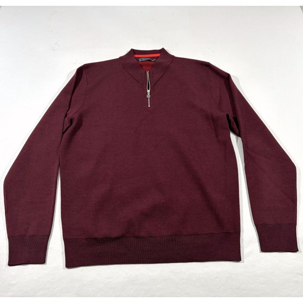 G/FORE Mens Maroon Wool Blend 1/4 Zip Golf Pullover Knit Sweater Casual Sz M